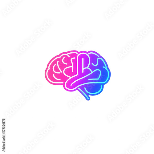 A vibrant illustration of a brain, symbolizing creativity and innovative thinking., isolated on a transparent background. photo