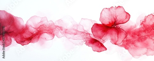 Abstract red watercolor floral banner design.