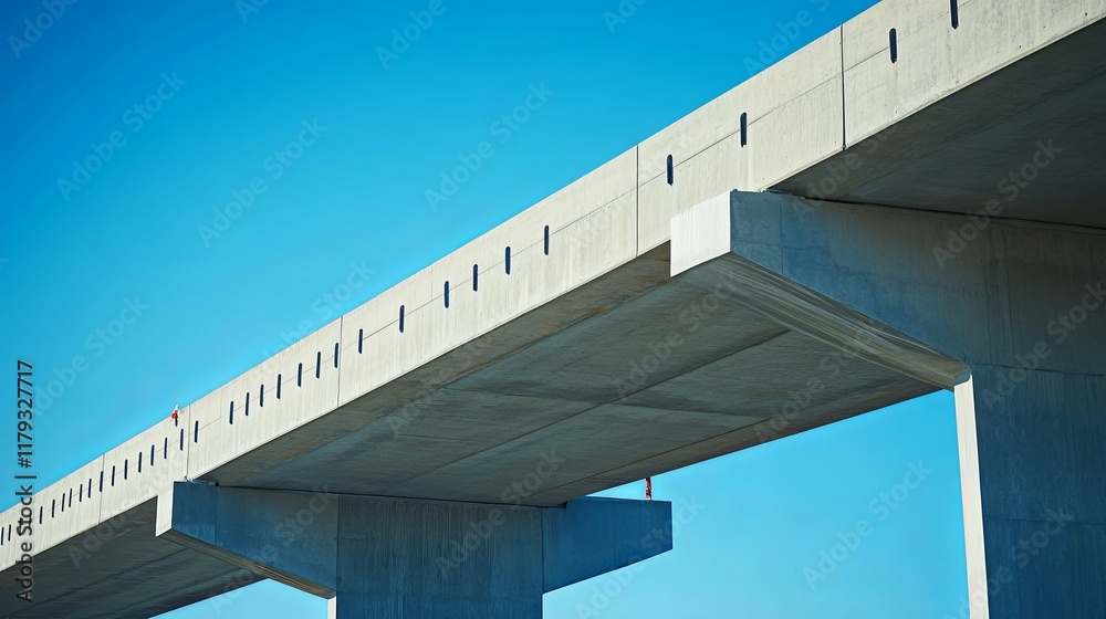 Fototapeta premium Elevated Concrete Bridge: Minimalist Architectural Design