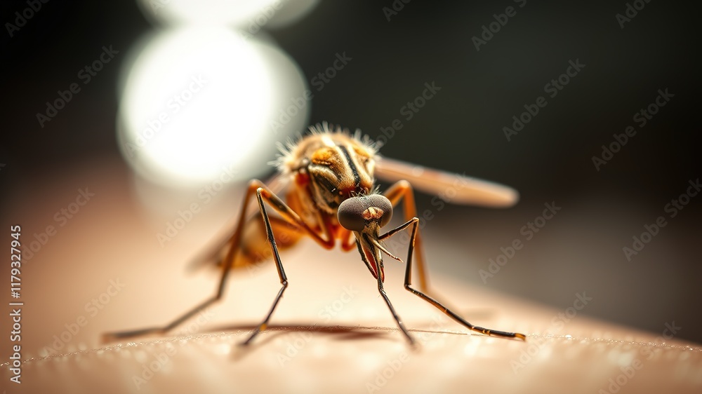 Extreme Close-up Mosquito Feeding - AI Photo Realistic, Detailed, High Quality Extreme Close-up Mosquito Feeding - AI Photo Realistic, Detailed, High Quality