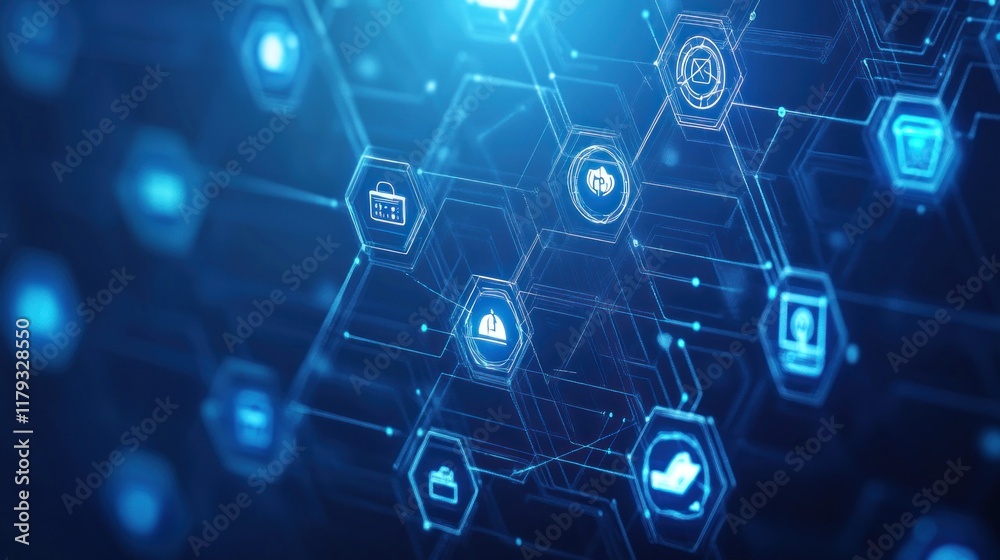 Abstract digital network technology background with icons. Abstract digital network technology background with icons.