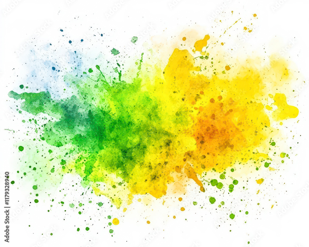 Fototapeta premium A colorful splash of paint with green, yellow and blue splatters