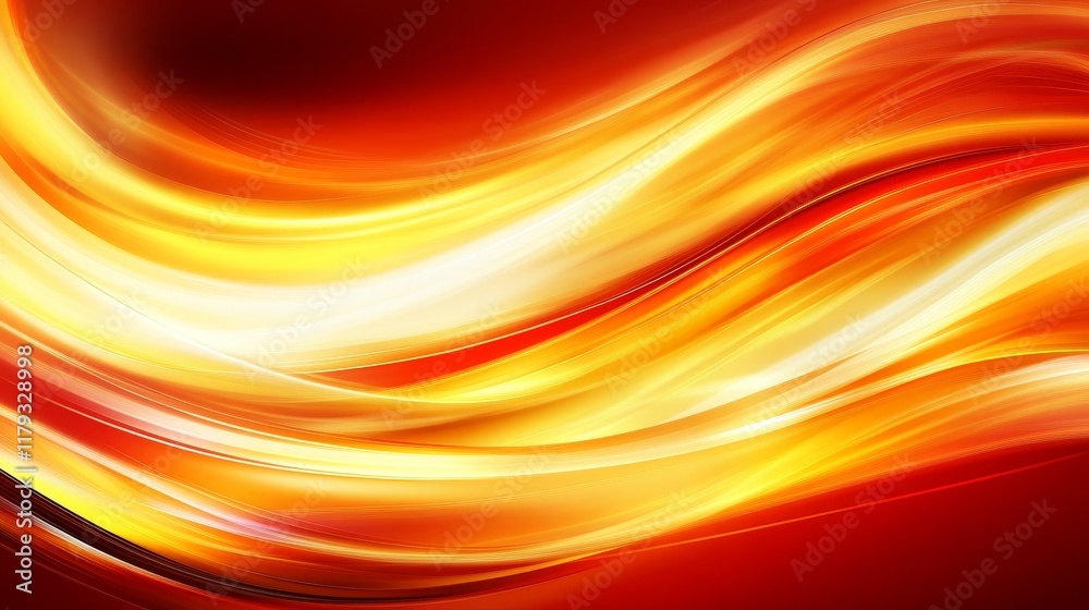 Abstract design featuring flowing waves in warm colors of red, orange, and yellow. Abstract design featuring flowing waves in warm colors of red, orange, and yellow.