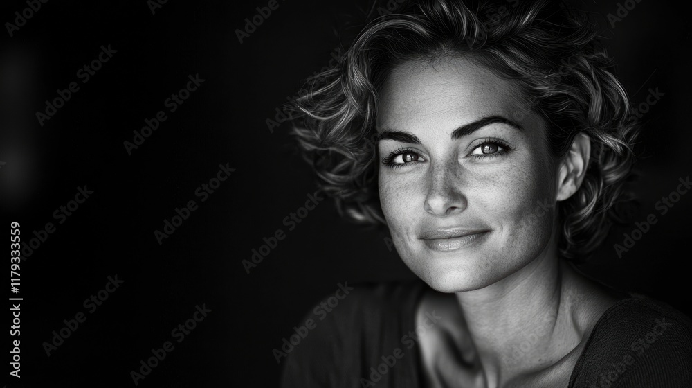 Captivating portrait of a woman studio black and white close-up Captivating portrait of a woman studio black and white close-up