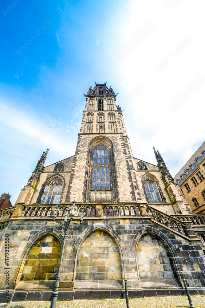 Fototapeta premium View of the Salvatorkirche in Duisburg. Old gothic church of the city. 