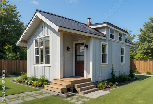 ADU small dwelling unit inlaw cottage or tiny home. Concept Accessory Dwelling Unit (ADU), Small Dwelling Unit, In-law Cottage, Tiny Home
