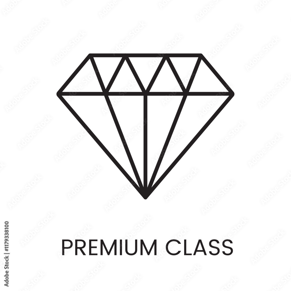 An icon of a diamond in vector, symbolizing premium quality products or services, with an editable stroke An icon of a diamond in vector, symbolizing premium quality products or services, with an editable stroke