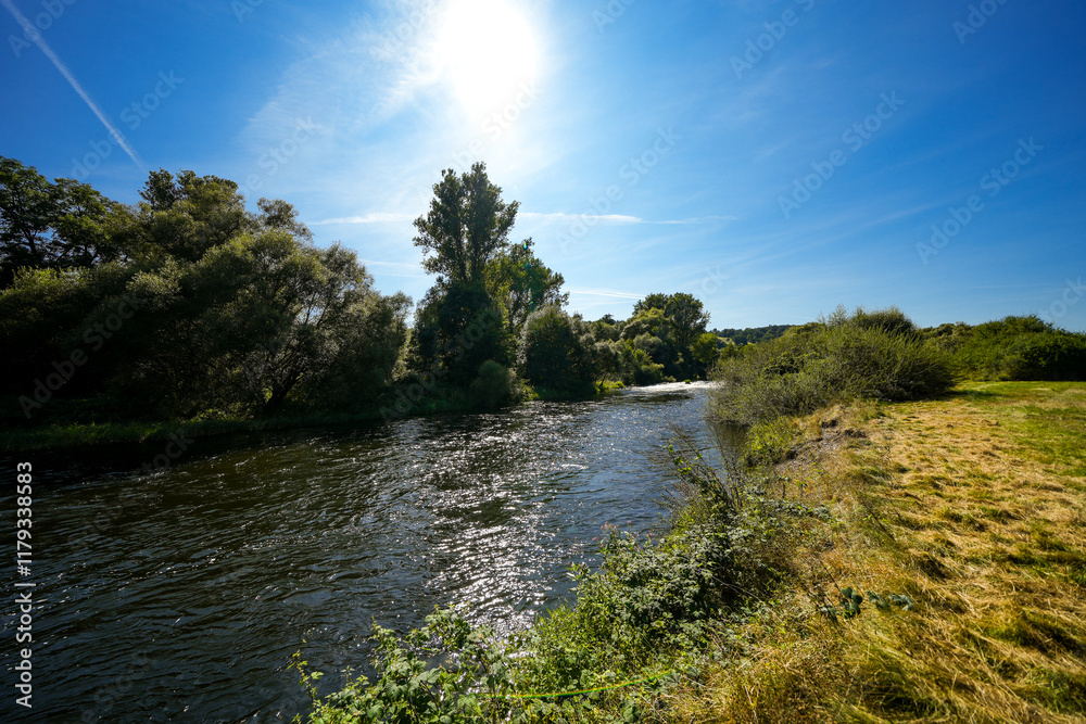 Sohlgleite on the Eder near Bad Wildungen with the surrounding landscape Nature conservation on the river.
Sohlgleite on the Eder near Bad Wildungen with the surrounding landscape Nature conservation on the river.