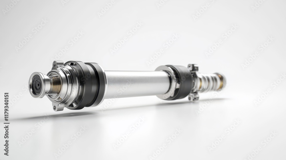 Precision Hydraulic Cylinder on White Background Precision Hydraulic Cylinder on White Background