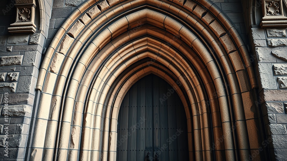 Naklejka premium Gothic Stone Archway - Intricate Doorway