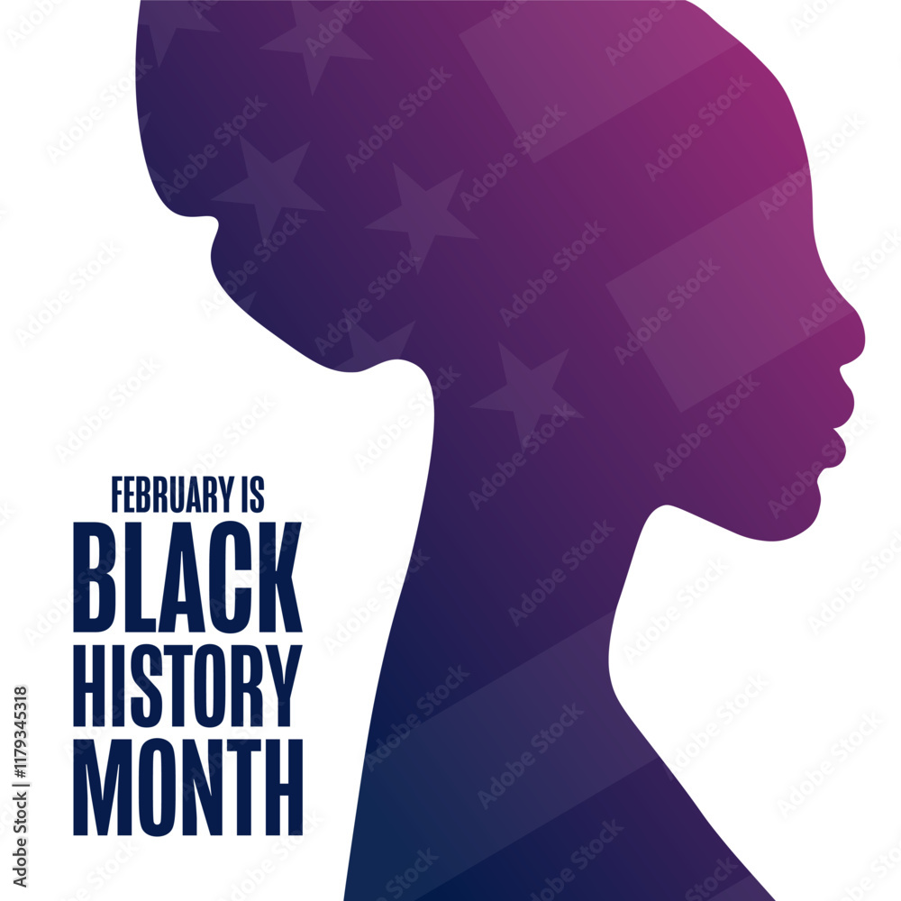 February is Black History Month. Holiday concept. Template for background, banner, card, poster with text. Vector EPS10 illustration.
