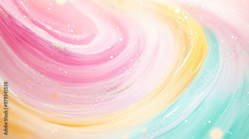 Colorful abstract swirl design with soft pastel tones and sparkling effects in a dreamy composition. Generative AI