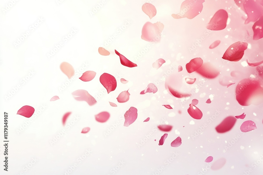 Pink rose petals falling on white background. (1) Pink rose petals falling on white background. (1)