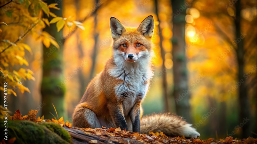 Naklejka premium Calm Red Fox Portrait: Majestic Wildlife Photography