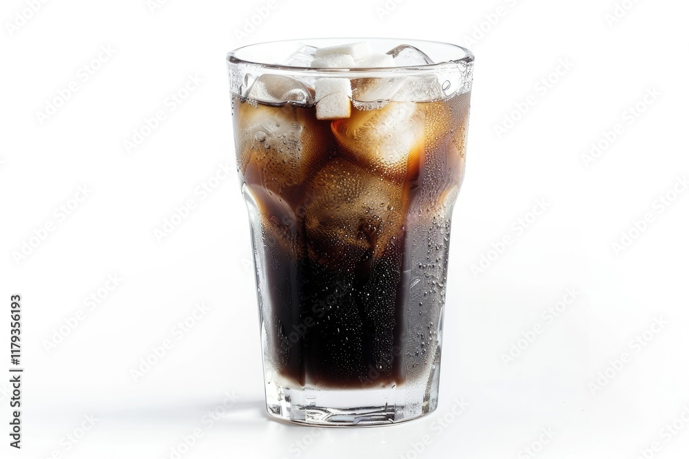 Ultra Hd Visual of a Glass of Iced Black Coffee with Sugar and Cream Ultra Hd Visual of a Glass of Iced Black Coffee with Sugar and Cream
