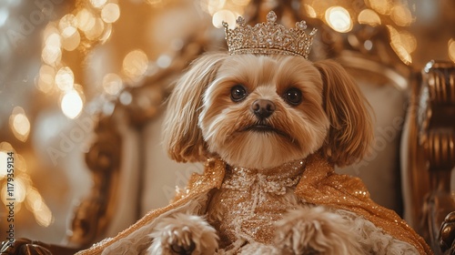 Dog King Throne Festive Lights photo