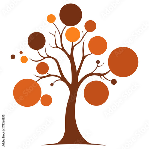Creative tree stylized in color of year 2025, circles with empty space, minimalist design