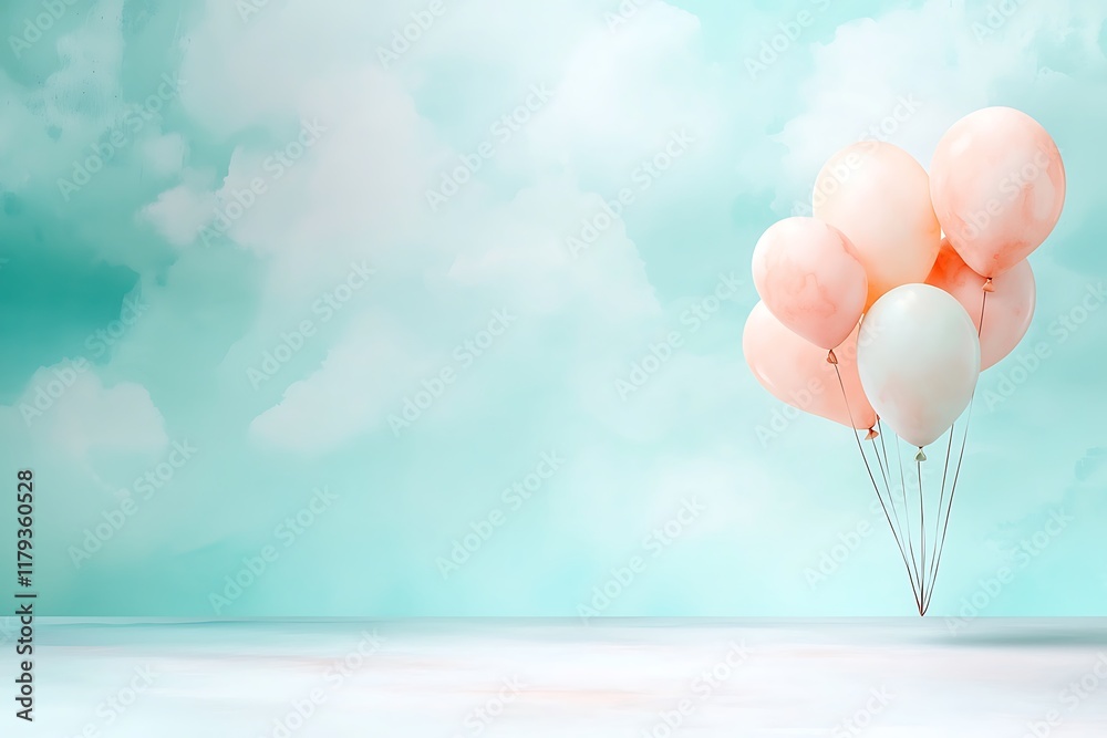 Obraz premium Love-filled valentine's day balloons romantic atmosphere soft colors serene setting