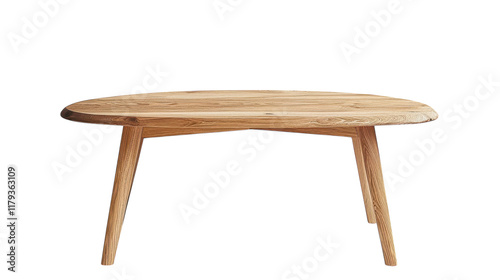 Modern wooden table with a smooth finish, elegantly displayed against a simple background in a well-lit interior setting on transparent background