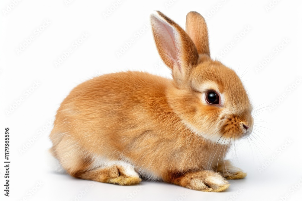 Detailed Visual of Cute and Fluffy Brown Bunny Rabbit Isolated on White Background Detailed Visual of Cute and Fluffy Brown Bunny Rabbit Isolated on White Background