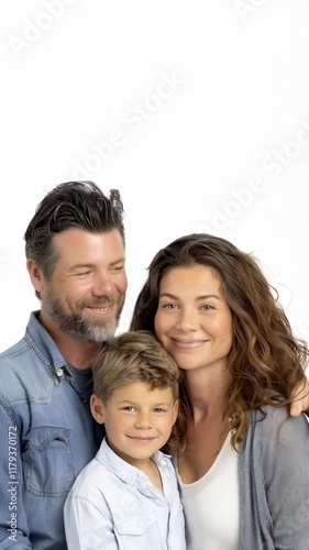 Wallpaper Mural Norwegian family, couple with little boy portrait posing against white background Torontodigital.ca