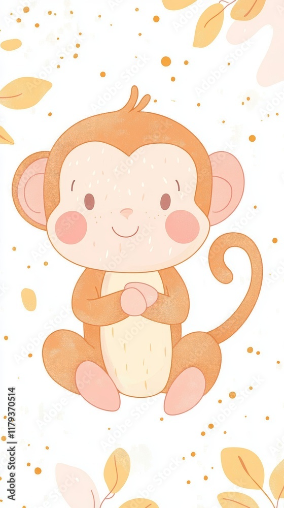 Fototapeta premium Cute Monkey Illustration for Nursery Decor