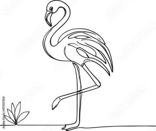 Flamingo in Simple Line Art Vector Illustration for Stylish Designs photo