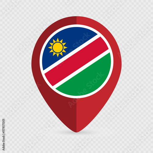 Map pointer with contry Namibia. Vector illustration.