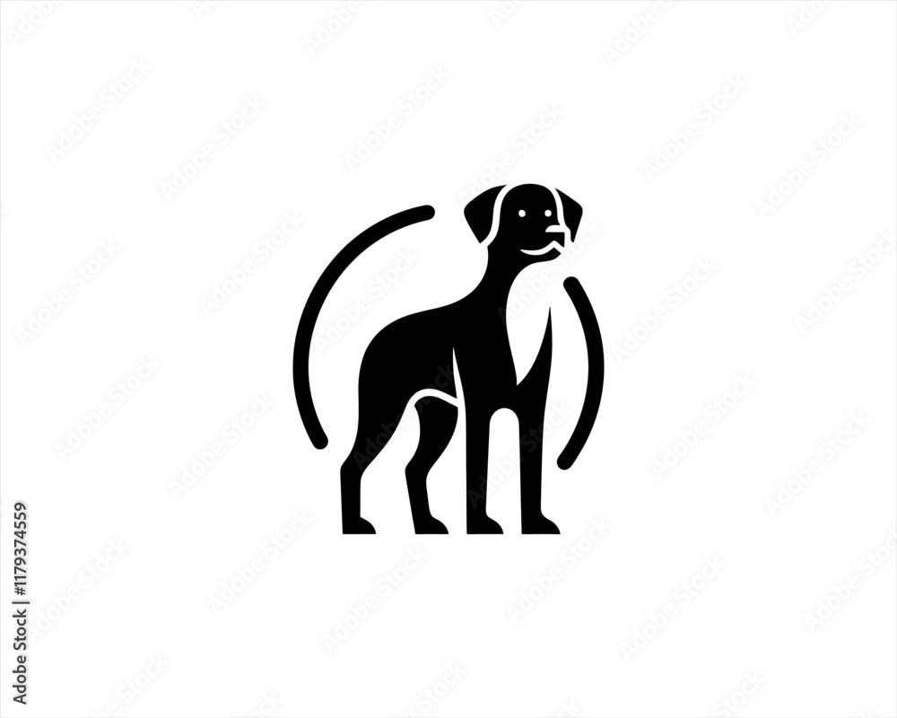 Obraz premium Dog Silhouette logo design vector illustration. Black and white dog logo template 
