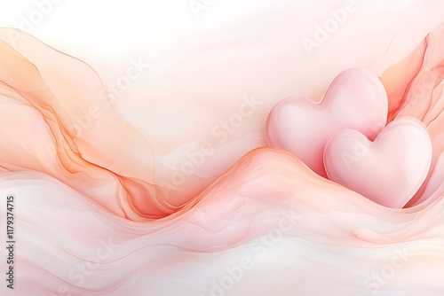 Valentine's day love hearts abstract art soft colors digital illustration romantic concept