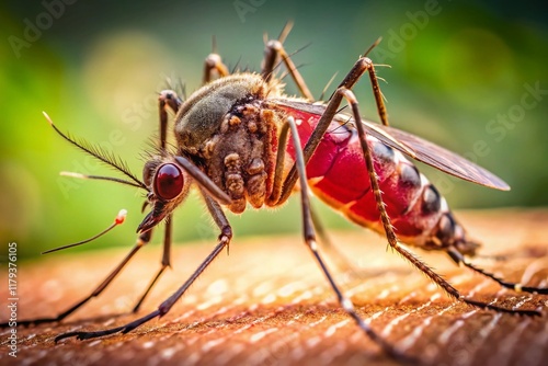 Close-up Macro Shot of Infected Mosquito Bite with Pus,  Inflammation and Swelling on Skin photo