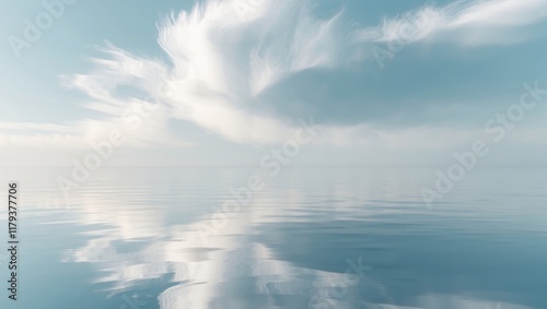 clouds reflection on sea water nature seascape landscape background. photo