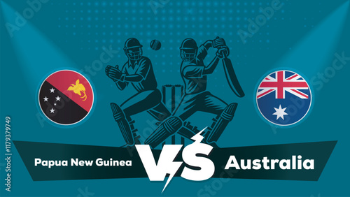 Papua New Guinea VS Australia Match , Australia Vs Papua New Guinea cricket match , Cricket match concept with creative illustration.eps