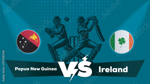Papua New Guinea VS Ireland Match , Ireland Vs Papua New Guinea cricket match , Cricket match concept with creative illustration.eps