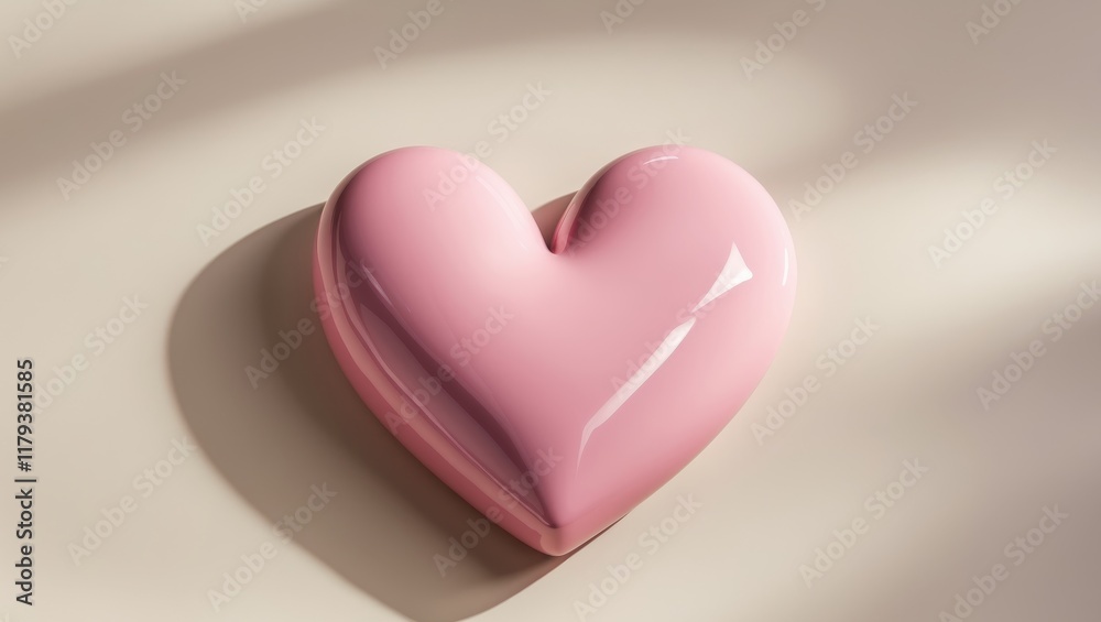 custom made wallpaper toronto digitalGlossy Pink Heart Shape on Neutral Background for Love Themes.