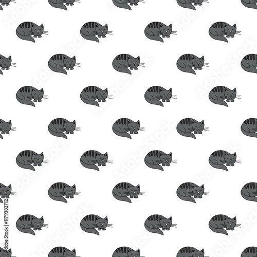 Seamless pattern with cat doodle for decorative print, wrapping paper, greeting cards, wallpaper and fabric