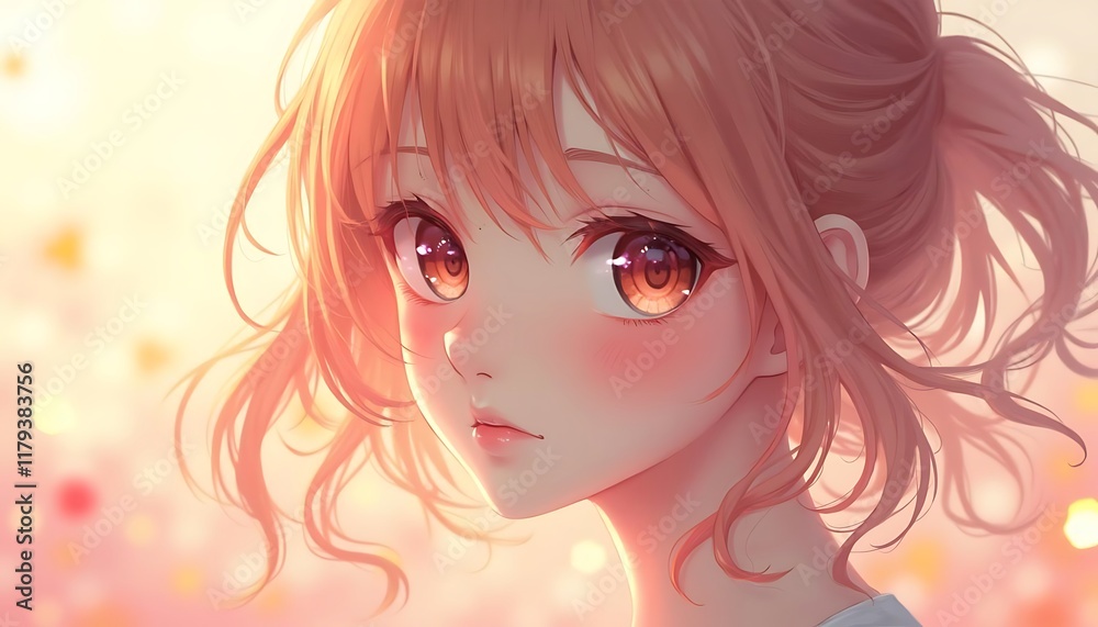 Orange-Haired Anime Girl Portrait: A Digital Painting of a Sweet and Gentle Anime Girl Orange-Haired Anime Girl Portrait: A Digital Painting of a Sweet and Gentle Anime Girl