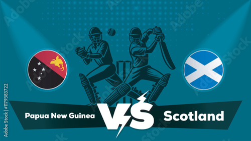 Papua New Guinea VS Scotland , Scotland Vs Papua New Guinea cricket match , Cricket match concept with creative illustration.eps