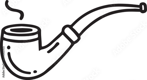 Vintage Smoking Pipe Vector Art in Clean Line Drawing Style