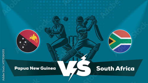 Papua New Guinea VS South Africa , South Africa Vs Papua New Guinea cricket match , Cricket match concept with creative illustration.eps