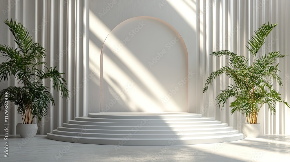 Empty white podium for product showcase in Indian Republic Day festival 3D rendering, product stage for advertising or social media post Empty white podium for product showcase in Indian Republic Day festival 3D rendering, product stage for advertising or social media post