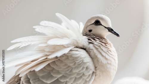 turtledove fluffs its feathers to keep warm. photo