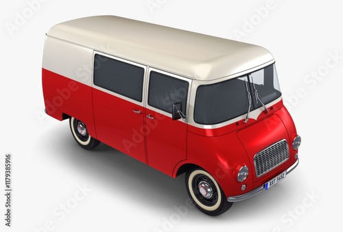 Retro cargo van with classic design in vibrant colors