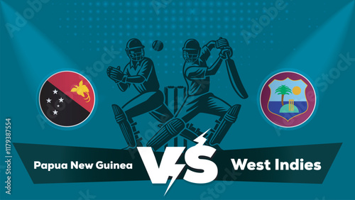 Papua New Guinea VS West Indies Match , West Indies Vs Papua New Guinea cricket match , Cricket match concept with creative illustration.eps