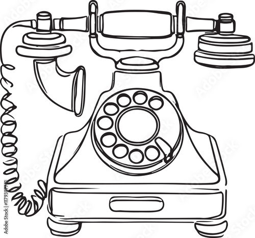 Old Telephone Line Vector Art. A Nostalgic Illustration