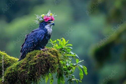 Wallpaper Mural Harpy eagle with its impressive crown of feathers perched majestically, showcasing its powerful presence in the wild. Torontodigital.ca