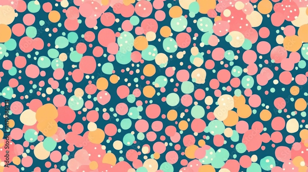 Abstract colorful seamless pattern with pastel circles on dark background. Abstract colorful seamless pattern with pastel circles on dark background.