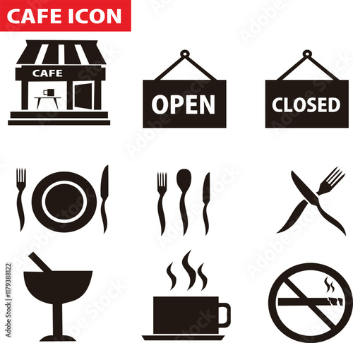 restaurant icons set