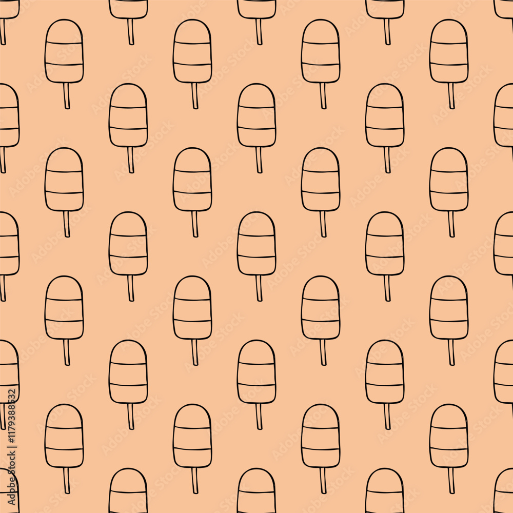 Fototapeta premium Seamless pattern with ice cream doodle for decorative print, wrapping paper, greeting cards, wallpaper and fabric