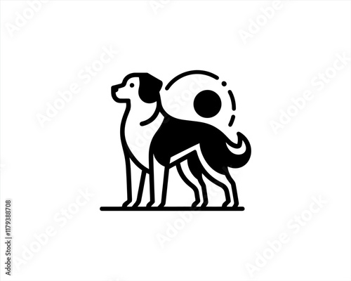 Dog Silhouette logo design vector illustration. Black and white dog logo template	